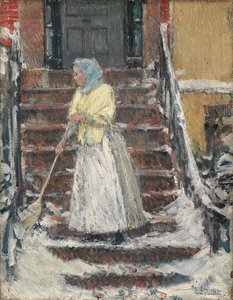 Balayage de la neige, années 1890 - Childe Hassam