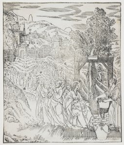 Le Christ au Puits, planche de Giulio Alenis Tianzhu jiangsheng zhuxiang jingjie (Une Histoire Illustrée du Seigneur du Ciel Incarné en Chair), Église de Jinjiang, Province de Fujian - Chinese School