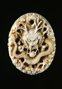 Sceau impérial avec un dragon gardant une perle de sagesse