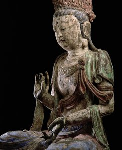 Grand bodhisattva assis avec les mains levées, dynastie Jin (1115-1234) (détail)