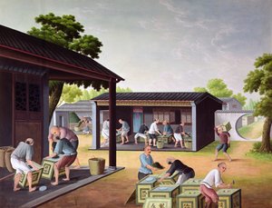 Emballage du thé dans des boîtes
