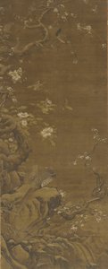 Faisans et fleurs de prunier couvertes de neige, dynastie Ming ou Qing, XVe-XVIIIe siècle