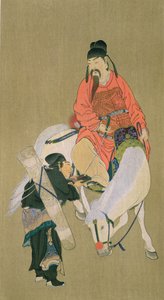 Wen Cheng Hsing, dieu de la chance, illustration publiée dans le magazine The Kokka, Japon, 1900-01