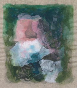 Composition abstraite II, 2023 (technique mixte - encre acrylique et fusain sur lin)