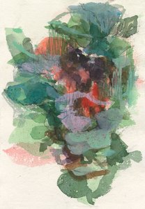 Composition abstraite, Formes organiques/série végétale, 2021, aquarelle, encre, fusain et gouache sur papier aquarelle - Ching Fun Tso
