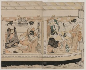 Navigation sur la rivière Sumida, milieu des années 1790 - Chobunsai Eishi