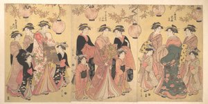 La parade de Yoshiwara en automne - Chobunsai Eishi