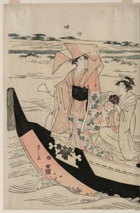 Femmes dans un bateau de plaisance sur la rivière Sumida