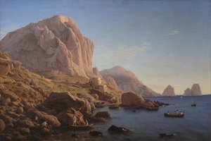 Une côte rocheuse, Capri. Après le lever du soleil