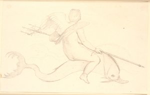 Amour chevauchant un dauphin. Motif pompéien - Christen Købke