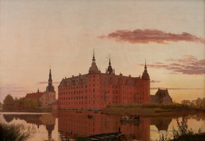 Palais de Frederiksborg vu de Jægerbakken. Soir. - Christen Schjellerup Købke