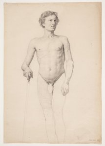 Modèle masculin académique debout, jambes seulement esquissées - Christen Købke