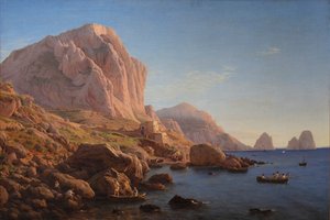 Une côte rocheuse, Capri. Après le lever du soleil - Christen Købke