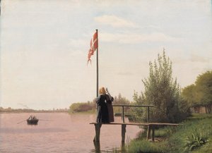 Vue du lac Sortedam depuis Dosseringen vers le faubourg Nørrebro à l