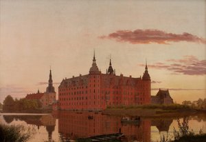 Frederiksborg Slot ved Aftenbelysning Frederiksborg Castle dans la lumière du soir, 1835 - Christen Schiellerup Købke