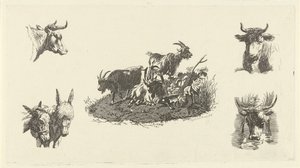 Trois chèvres avec têtes de vaches et d