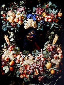 La Visitation dans une guirlande de fruits