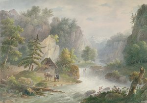 Paysage montagneux avec torrent, 1825