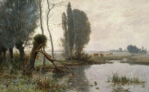 Paysage avec vaches