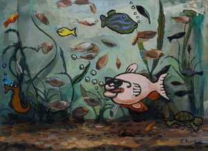 Gros poisson rose dans un monde de poissons 1988 - Christian Furr