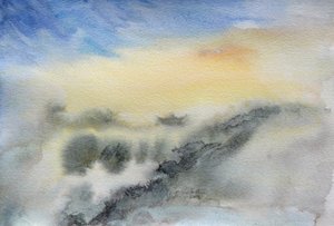 Temple dans les nuages, 2015 (aquarelle sur papier)