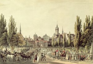 Vue de Leipzig depuis la porte de Grimma