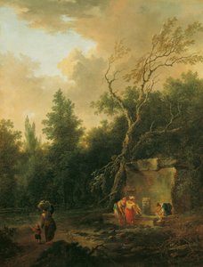 Paysage avec fontaine