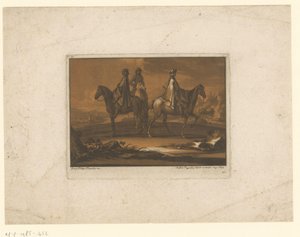 Trois cavaliers en manteaux - Christian Rugendas