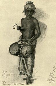Pina - garçon tambour dans un temple bouddhiste, Kandy, Ceylan, 1898