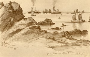 Les routes de Chefoo vues des collines, Chine, 1898 - Christian Wilhelm Allers