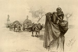 Femme et enfant près du pont Kobri el Gezira, Le Caire