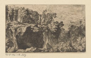 Paysage arcadien avec cascade