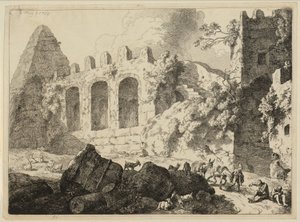 Grand paysage avec une pyramide - Christian Wilhelm Ernst Dietrich