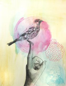 Perchoir pour les doigts « Oiseau rose » - Christine Lindstrom
