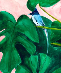 Feuille de monstera « Tropical Bird »