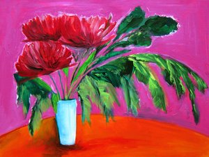 Fleurs rouges éclatantes - Christine Lindstrom