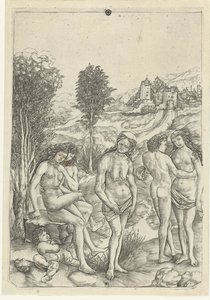 Vieille femme et deux couples amoureux dans un paysage - Christoforo di Michele Robetta