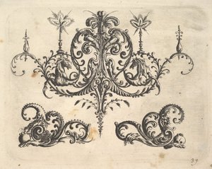 Un lustre fantastique avec des bougies allumées et des arabesques - Christoph Jamnitzer