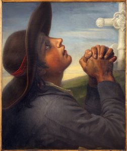 Tête de paysan vendue. Peinture de Thomas Degeorge (1786-1854), vers 1830, étude pour la peinture La Mort de Bonchamp. Art français