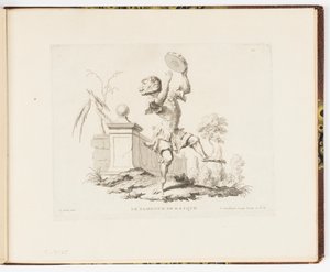 Planche 10, Le Tambour de Basque, Singeries ou différentes actions de la vie humaine représentées par des singes