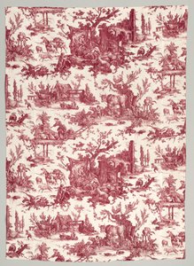 Bande de coton imprimée à la plaque de cuivre avec le design Les plaisirs de la ferme, 1785-1790 - Christophe Philippe Oberkampf