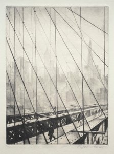 Regardant à travers le pont de Brooklyn