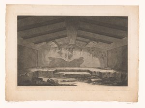 Chambre funéraire étrusque à Tarquinia avec une fresque murale d
