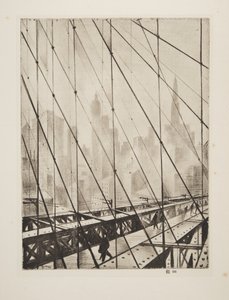 Regard à travers le pont de Brooklyn, pub.1921