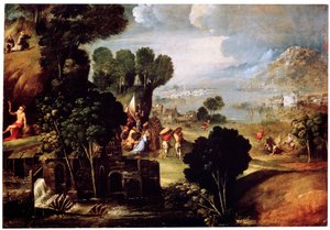 Paysage avec scènes de la vie des saints, vers 1530