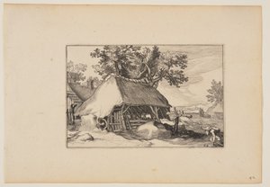 Une grange, de Paysages (Verscheyden aerdige Lanthuysen...)