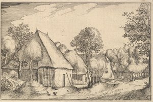 Cour de ferme, planche 5 de Regiunculae et Villae Aliquot Ducatus Brabantiae, vers 1610 - Claes Jansz Visscher