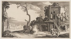 Tour carrée utilisée comme auberge près d