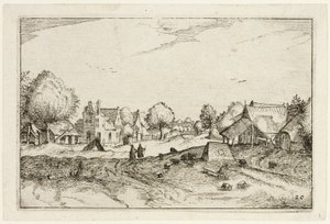 Route du village, planche vingt après Images de fermes, de maisons de campagne et de villages rustiques (Praediorum villarum et rusticarum casularum icones) - Claes Jansz. Visscher II