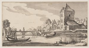 Village sur une rivière, extrait de Paysages (Playsante Lantschappen) - Claes Jansz. Visscher II